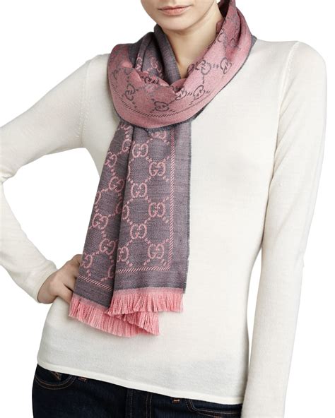 gucci pink grey scarf|authentic gucci silk scarf.